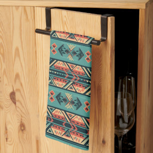 Southwestern Tribal Turquoise Tea Towel