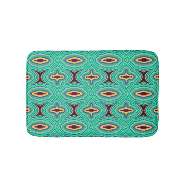 Southwestern Tropical Boho Chic Geode Pattern Art Bath Mat (Front)
