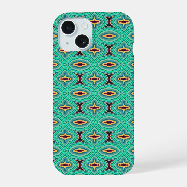 Southwestern Tropical Boho Chic Geode Pattern Art iPhone 15 Case (Back)