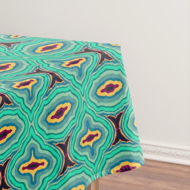 Southwestern Tropical Boho Chic Geode Pattern Art Tablecloth (In Situ)