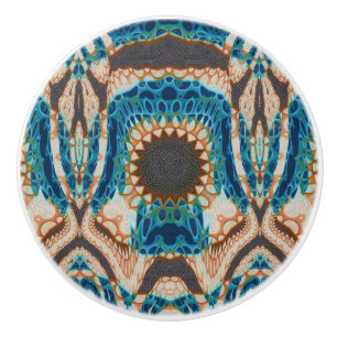 Southwestern Turquoise Native Pattern Ceramic Knob