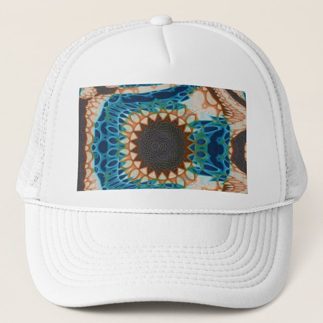 Southwestern Turquoise Native Pattern Trucker Hat (Front)