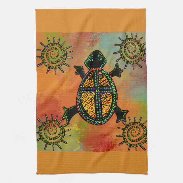 SOUTHWESTERN TURTLE ART      TEA TOWEL (Vertical)