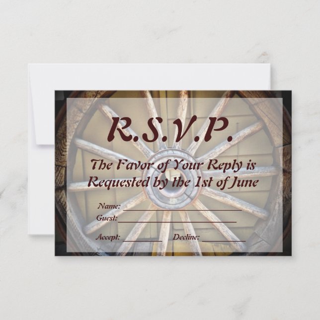 Southwestern Wagon Wheel Wedding RSVP Card (Front)