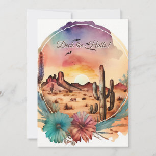 Southwestern Watercolor Christmas Season Holiday Card
