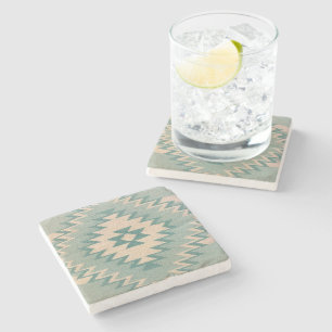 Southwestern Weave Pastel Aqua Stone Coaster