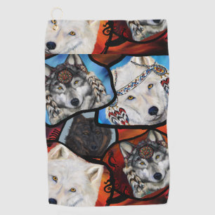 SOUTHWESTERN WOLF ART GOLF TOWEL