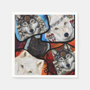 SOUTHWESTERN WOLF ART NAPKIN