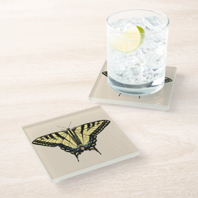Southwestern Yellow Swallowtail Butterfly  Glass Coaster (Angled)
