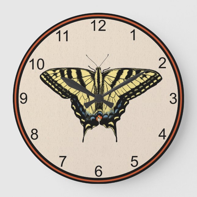 Southwestern Yellow Swallowtail Butterfly Large Clock (Front)