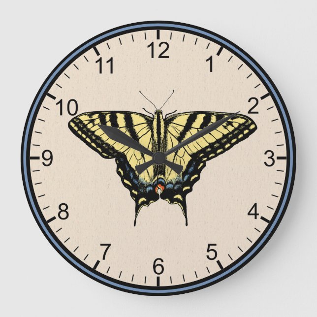 Southwestern Yellow Swallowtail Butterfly Large Clock (Front)