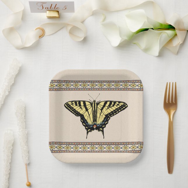 Southwestern Yellow Swallowtail Butterfly Paper Plate (Wedding)
