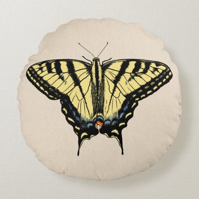Southwestern Yellow Swallowtail Butterfly   Round Cushion (Front)