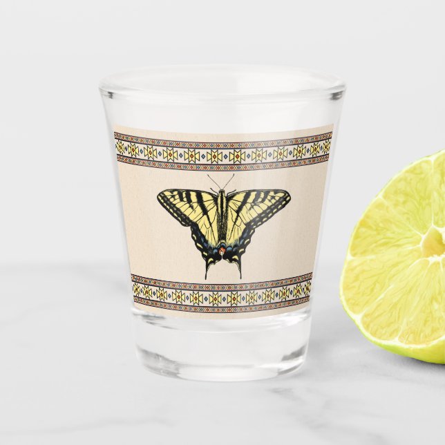 Southwestern Yellow Swallowtail Butterfly Shot Glass (Front)