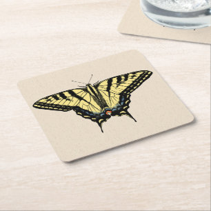Southwestern Yellow Swallowtail Butterfly Square Paper Coaster