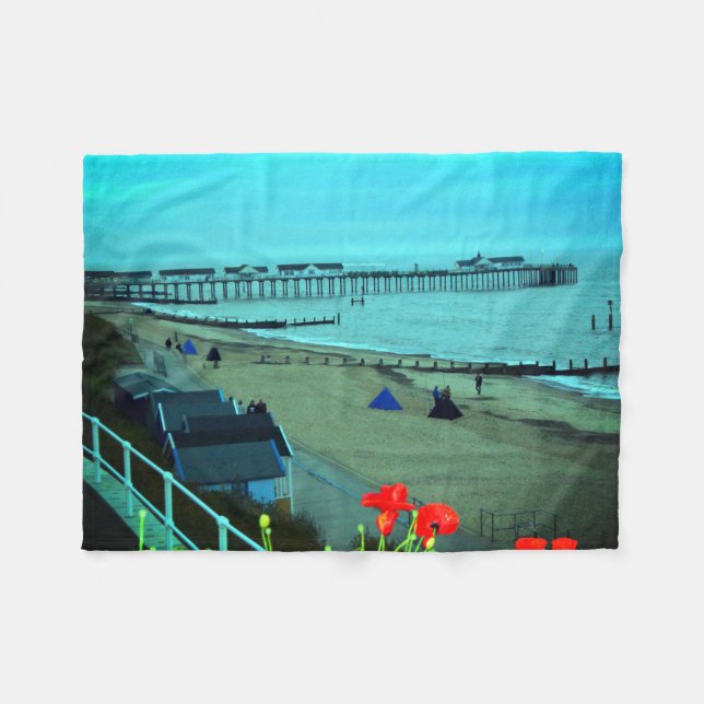 Southwold Night Fishing Fleece Blanket (Front (Horizontal))
