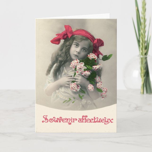 Souvenir Affectueux Vintage French Card (Front)