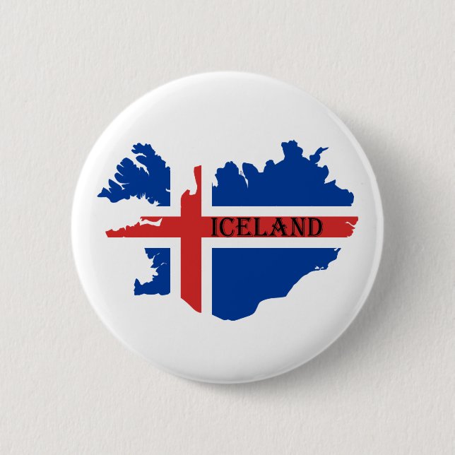 Souvenir button with Icelandic map and flag (Front)