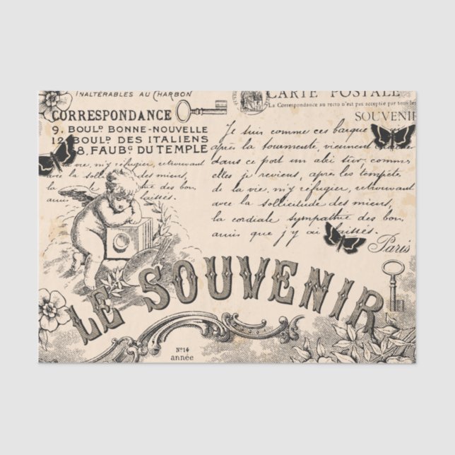 Souvenir Decoupage Tissue Paper - French Vintage (Front)