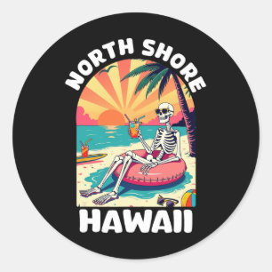 Souvenir From North Shore Oahu Hawaii Hawaiian Sur Classic Round Sticker