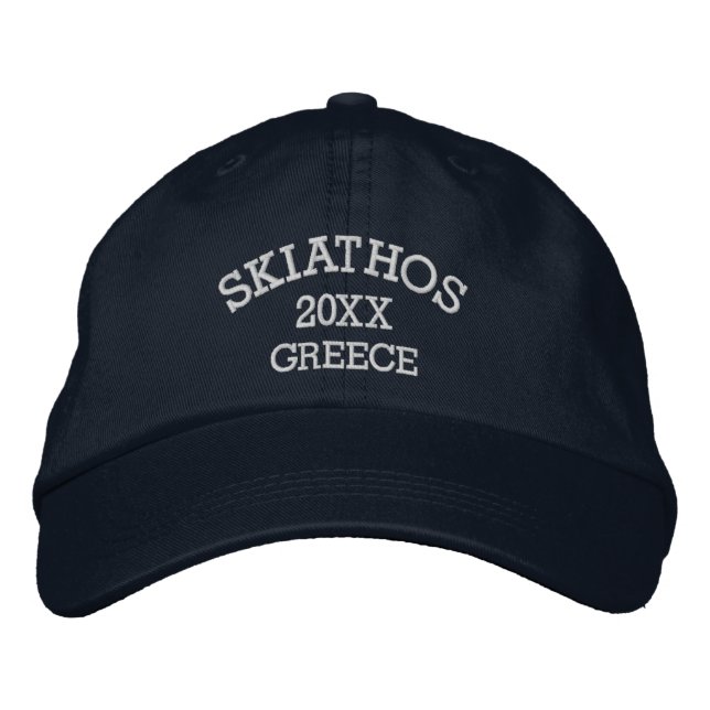 Souvenir of Skiathos Greece Embroidered Hat (Front)