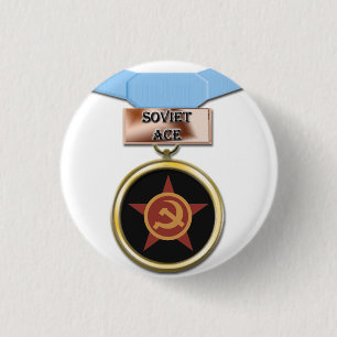 Soviet Ace medal button