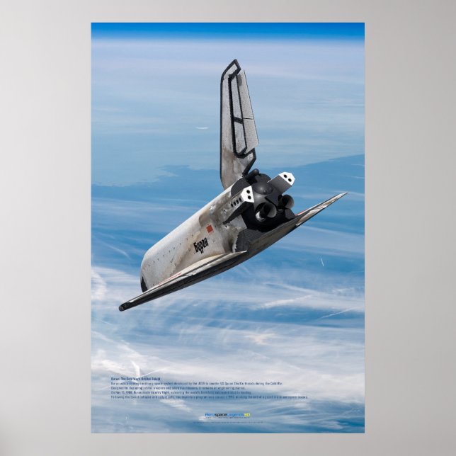 Soviet Buran Shuttle Over the Planet Earth Poster (Front)