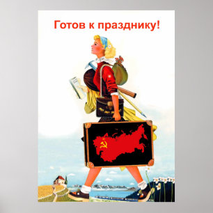 Soviet Girl Ready for a Holiday in Russia Poster