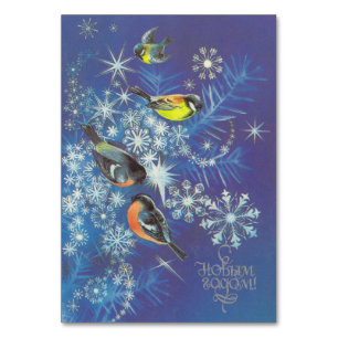 Soviet new year card with birds