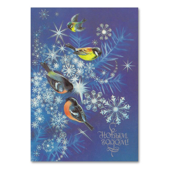 Soviet new year card with birds (Front)