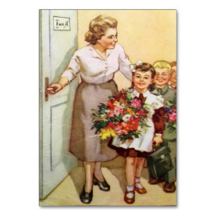 Soviet postcard dedicated to the school holiday  table number