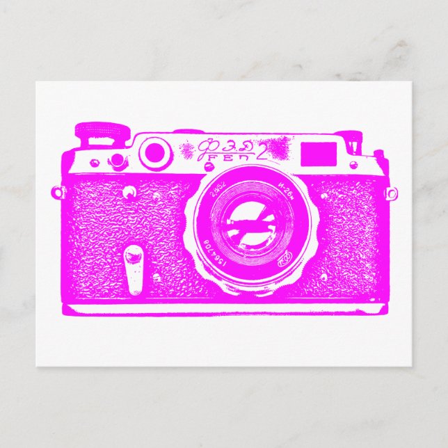 Soviet Russian Camera - Magenta Postcard (Front)