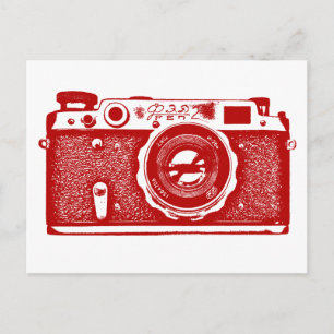 Soviet Russian Camera - Ruby Red Postcard