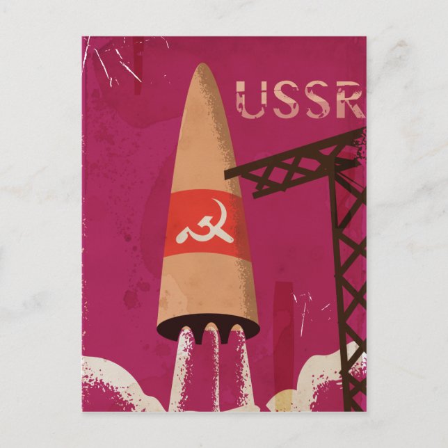 Soviet Space Program USSR Vintage Poster Postcard (Front)