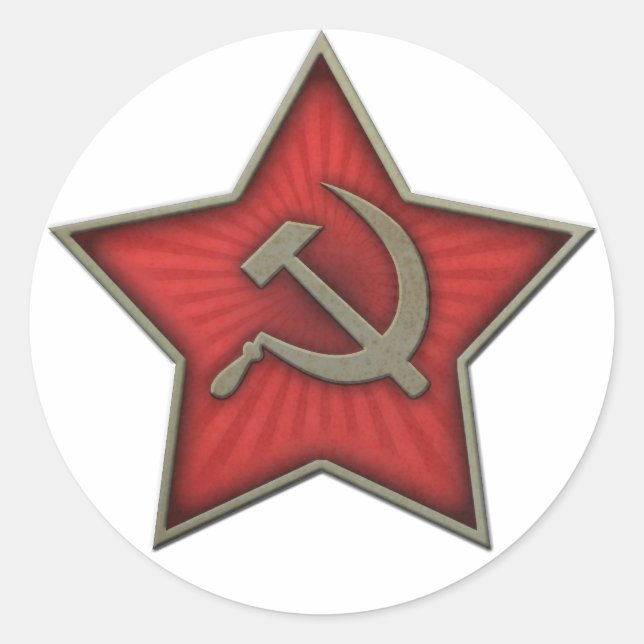 Soviet Star Hammer and Sickle Communist Classic Round Sticker (Front)