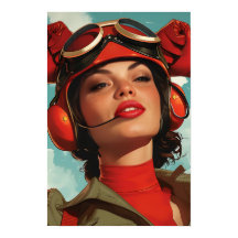 Soviet Themed Retro Female Pilot