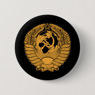 Soviet Union Coat of Arms Wreath Vintage Russian 6 Cm Round Badge