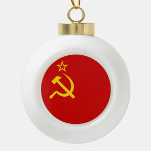 Soviet Union Flag Ceramic Ball Christmas Ornament