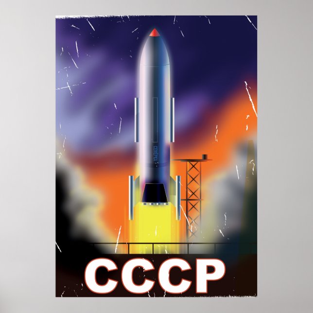 Soviet Union Retro Space Rocket Poster (Front)
