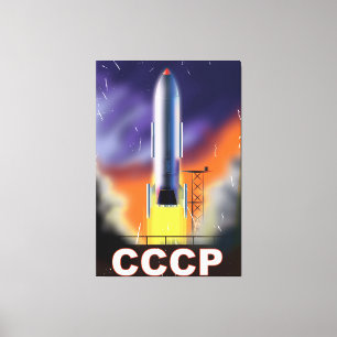 Soviet Union Retro Space Rocket Poster Canvas Print
