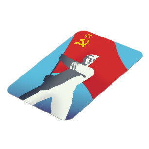 Soviet Union Worker Vintage Art print. Magnet