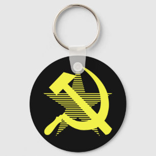 Soviet Yellow Hammer & Sickle Key Ring