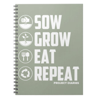Sow, Grow, Eat, Repeat (White) Notebook