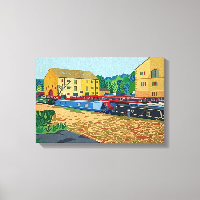 Sowerby Bridge Canal Basin Art Canvas Print (Front)