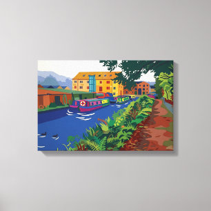Sowerby Bridge Canal Basin Fauvist Style Painting Canvas Print