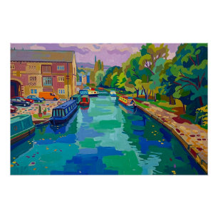 Sowerby Bridge Canal Basin Fauvist Style Painting Poster