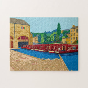 Sowerby Bridge Canal Basin Matisse Style Art Jigsaw Puzzle