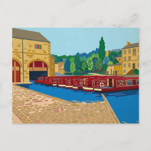Sowerby Bridge Canal Basin Matisse Style Art Postcard