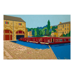 Sowerby Bridge Canal Basin Matisse Style Art Poster
