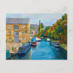 Sowerby Bridge Canal Basin Vintage Style Art Print Postcard